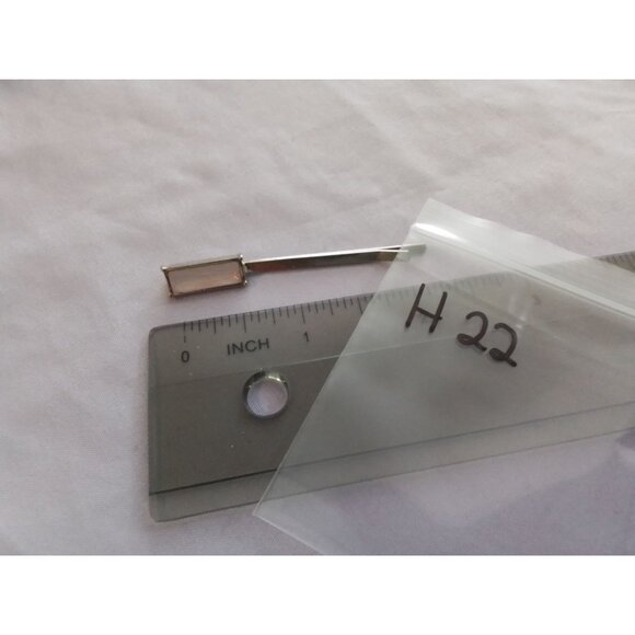 Vintage Rectangle Rose Quartz Silver Tone Hair Clip Bobby Pin - Picture 3 of 3